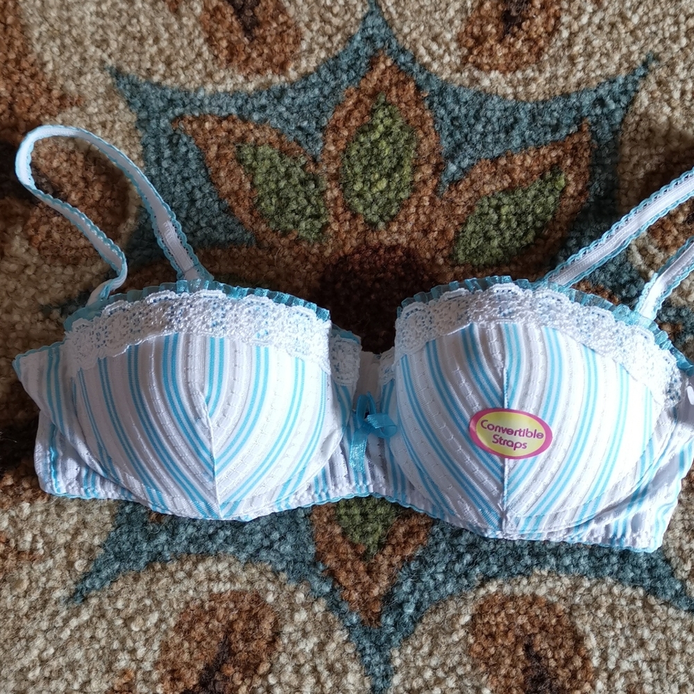 Rene Rofe Convertible White & Blue Bra